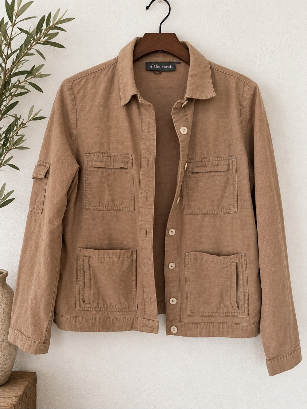 Of the Earth Brown Hemp/Flax Cotton Utility Chore Jacket